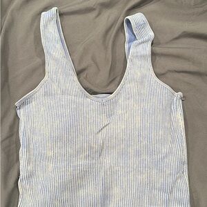 Chic Gray Ribbed Fitted Sleeveless Tank Top